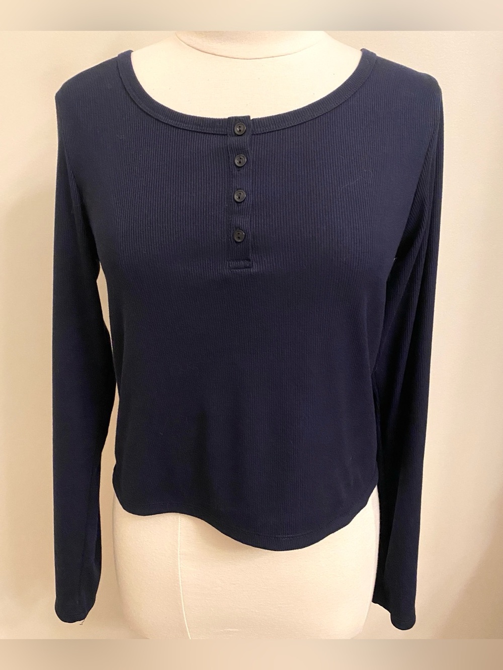 GapBody Forever Favorite Navy Blue SZ S Clean Girl Loungewear Henley Sleep Top